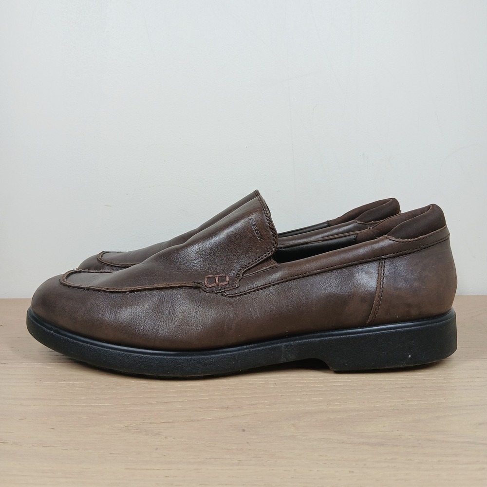 Geox Loafers Mens 11 Brown Leather Respira Comfort Slip On Casual Walking View 2